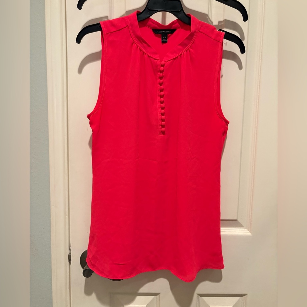 Banana Republic Hot Pink Sleeveless Button-Detail Shell Top